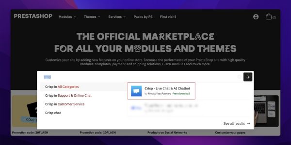 crisp - partenaire agence prestashop soledis - search addons